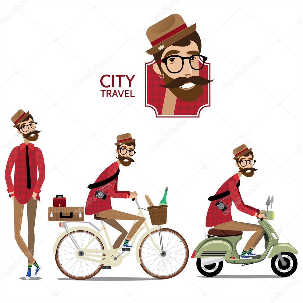 Set of city travelers