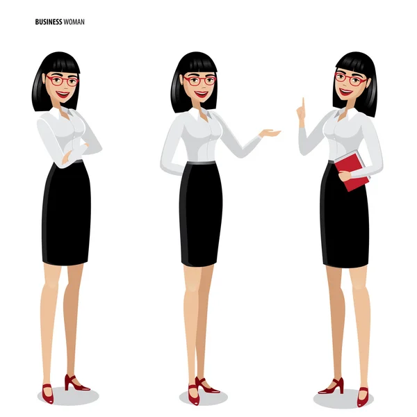 Set of businesswomen on white background — Stock Vector