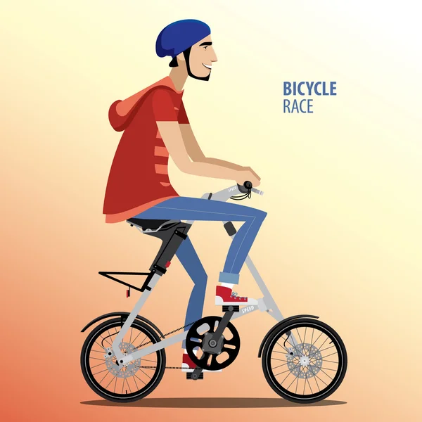 Hombre en bicicleta plegable de moda — Vector de stock