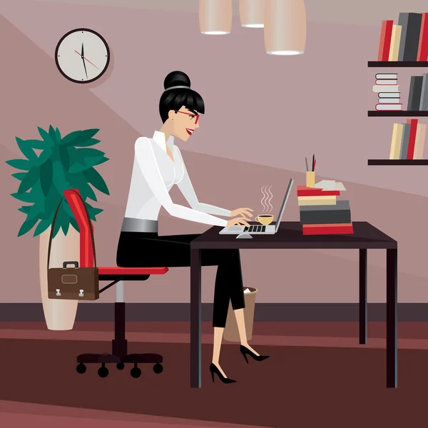 Business woman working in office — Stock Vector