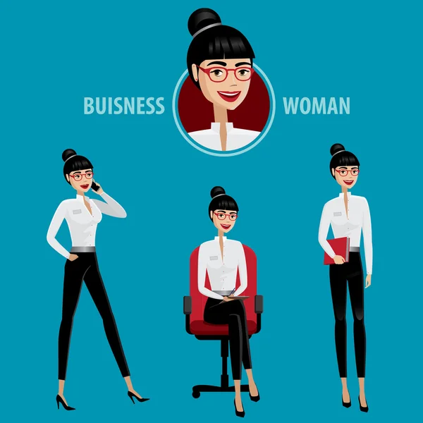 Conjunto de mujer de negocios — Vector de stock