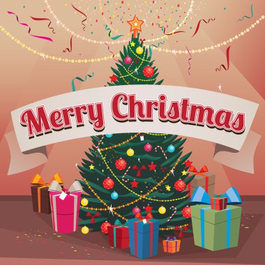 Neşeli Noel Ladin ve evde hediye