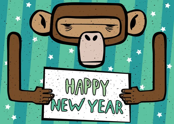 Feliz Ano Novo macaco cômico — Vetor de Stock