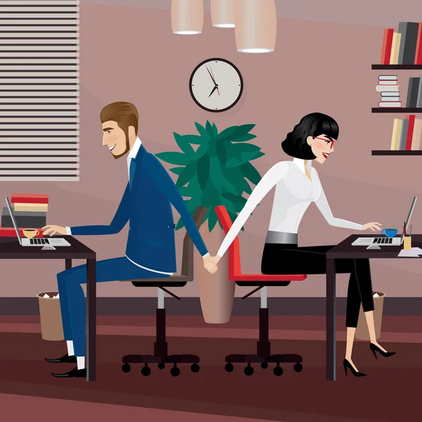 Love affair at work — Stock Vector