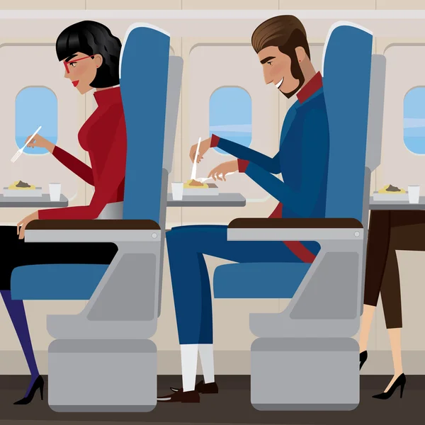 Almuerzo en el avión — Vector de stock