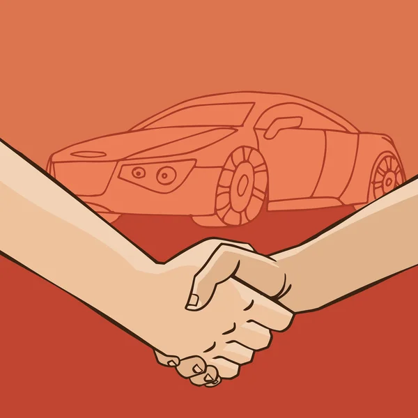 Araba ile el sıkışma — Stok Vektör