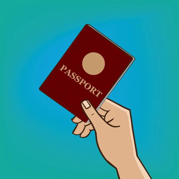 Mano extendida con pasaporte — Vector de stock