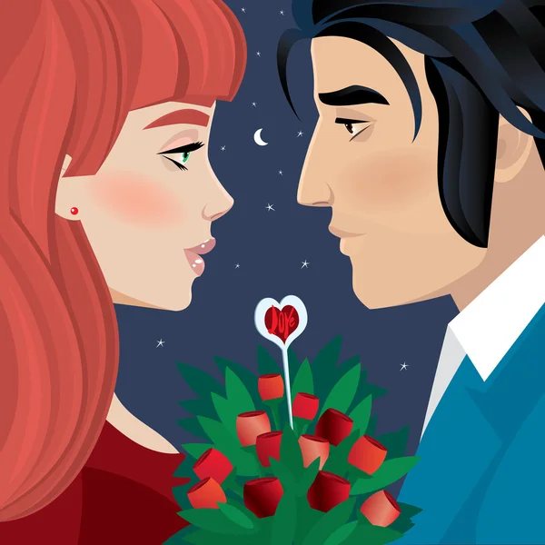Couple aimant sur une date — Image vectorielle
