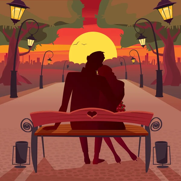 Amor en el parque — Vector de stock