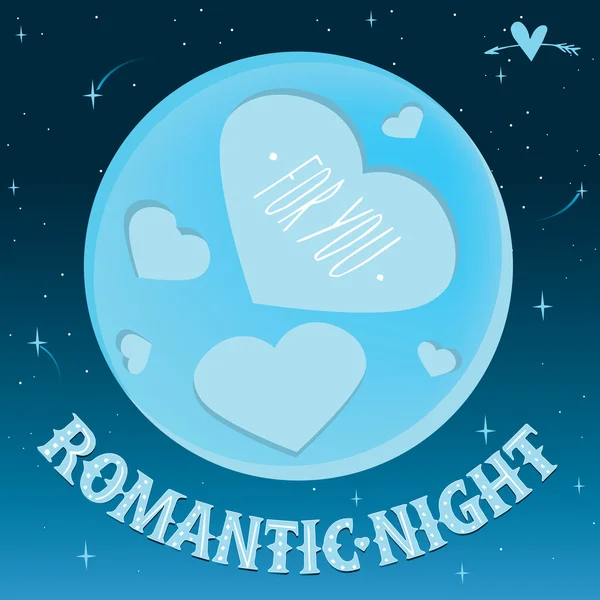 Ρομαντική βραδιά κάτω από το φεγγάρι — Διανυσματικό Αρχείο