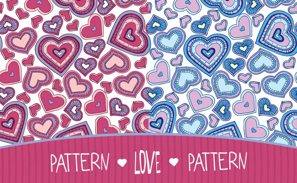 Twee liefde patronen roze en blauw — Stockvector