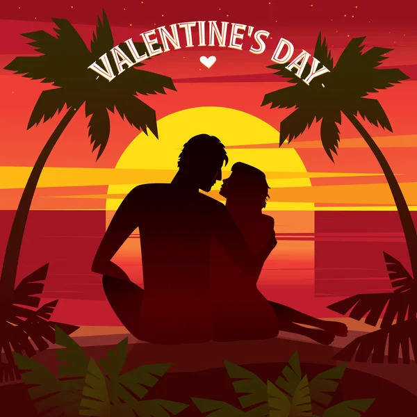 Fecha romántica al atardecer — Vector de stock