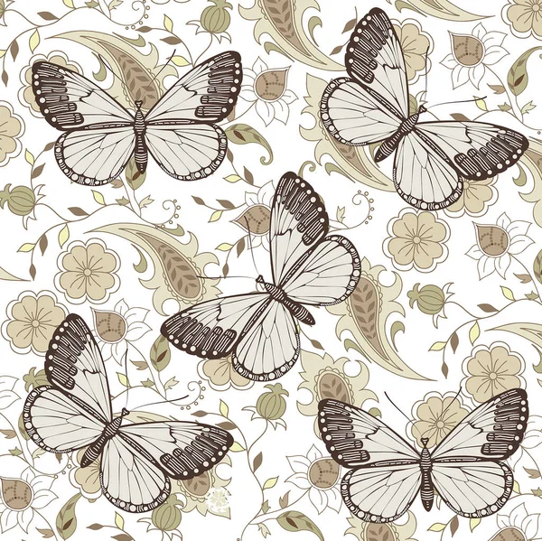 Butterflies moths insects animals fly, baroque textile. Beautiful pink red realistic flowers. Vintage background. Wallpaper tapestry. Wildflowers Floral. Vector victorian Illustration