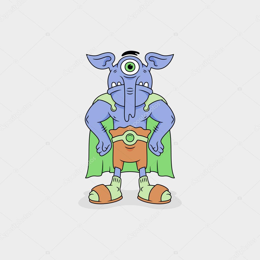 Elephant Man Superhero / Vector Illustration