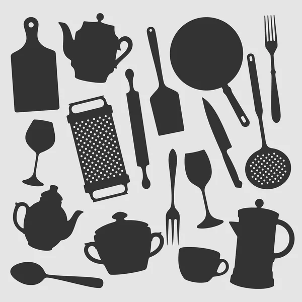 Mutfak nesneleri / siluet vektör