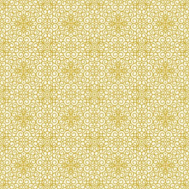 Geleneksel doğu etnik tarzında kusursuz bir geçmişi var. Geometrik çiçekli sanat süsü, altın, beyaz. Selamlama, doğum günü, kart, düğün, menü, yatak üzerine baskı için tasarım şablonu