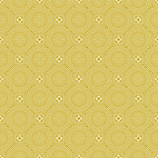 Vektornahtloser Hintergrund Mit Klassischem Griechischen Ornament Gold Und Weiß Trendiges — Stockvektor