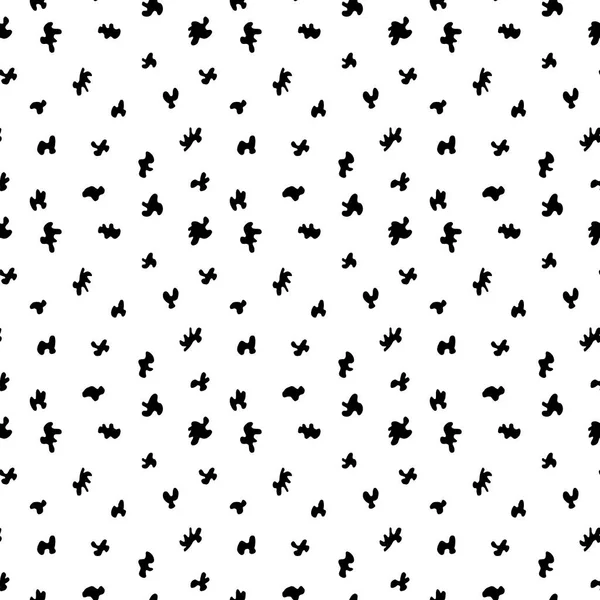 Vector Endless Seamless Pattern Ink Black Spots Hand Painted White — Stock Vector