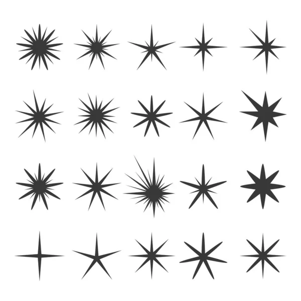 Vektor Illusztráció Szikrák Szikrák Elemek Szimbólumok Elszigetelt Fehér Alapon Csillagok — Stock Vector