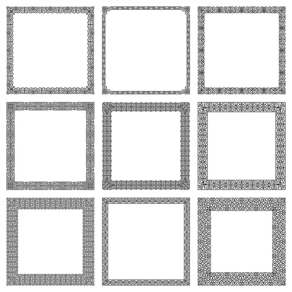 Set Vector Square Frames Traditional East Style Classic Modern Oriental — Stock Vector