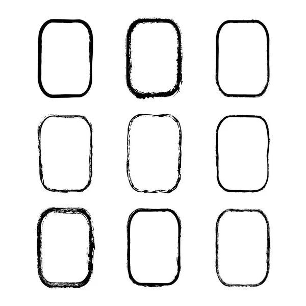 Vektor Set Aus Rechteckigen Rahmen Und Rahmen Bemalt Mit Einem — Stockvektor