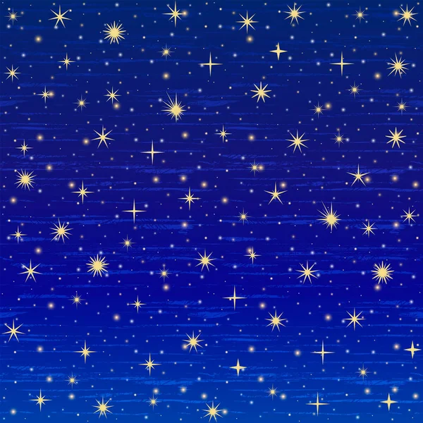 ベクトルの夜 金の星の夜の背景には 暗い青空にグランジ雲 Webバナー ポスター カード 招待状のデザインのための明るい輝く星と美しい夜空 Eps — ストックベクタ