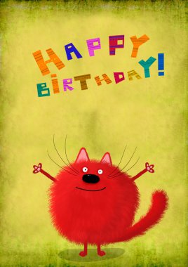 Doğum günü kartı Kitten Kollarını açarak