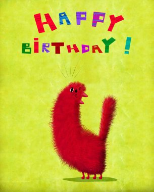 Doğum günü kartı kedi kafasını geri atma ve şarkı 