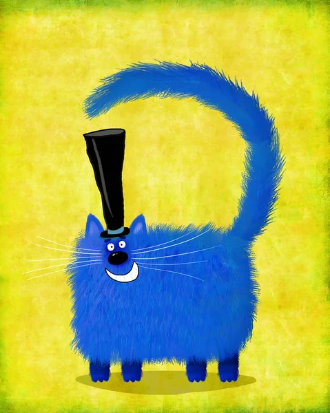 Smiling Blue Cat With Top Hat — Stock Photo, Image