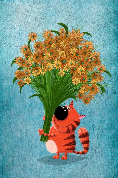 Gatto dei fiori — Foto Stock