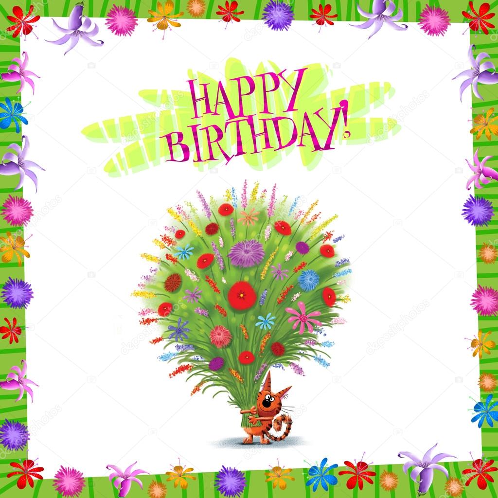 Joyeux Anniversaire Carte Chaton Avec Bouquet De Fleurs Sauvages Photographie Andrei Sikorskii C 7514 Joyeux Anniversaire Carte Chaton Avec Bouquet De Fleurs Sauvages Photographie Andrei Sikorskii C 7514