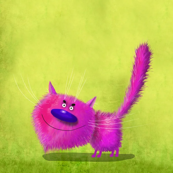 Smiling Pink Cat on the Lime Background — Stock Photo, Image