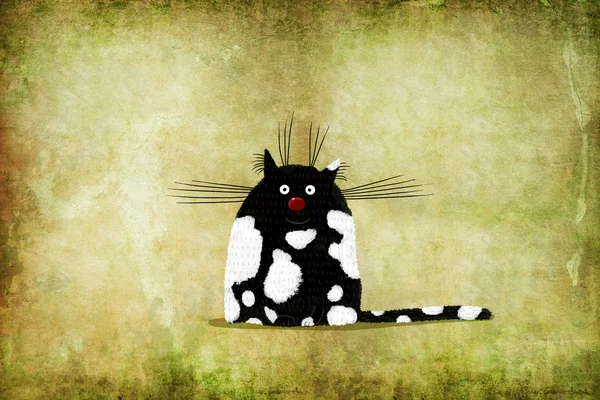 Black-White Cat on the Green Background — Stockfoto