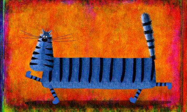 Long Striped Red Cat on Fiery Background — Stock Photo, Image