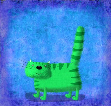 Menekşe degrade arka plan üzerinde yeşil kedi