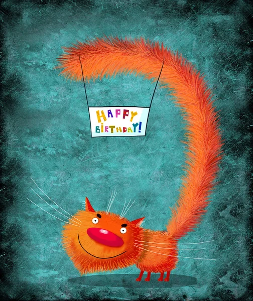 Macska gazdaság születésnapi plakát — Stock Fotó