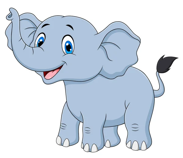 Lindo Elefante Animal Dibujo Animado Vector Ilustración — Vector de stock