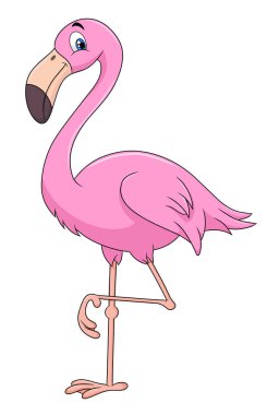 Şirin pembe Flamingo karikatür çizimi