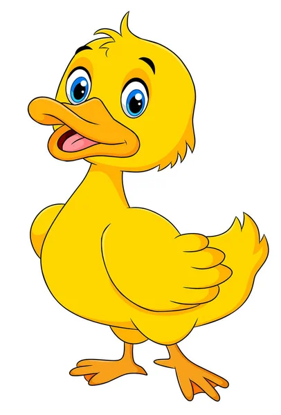 Roztomilý Happy Duck Cartoon Ilustrace — Stockový vektor