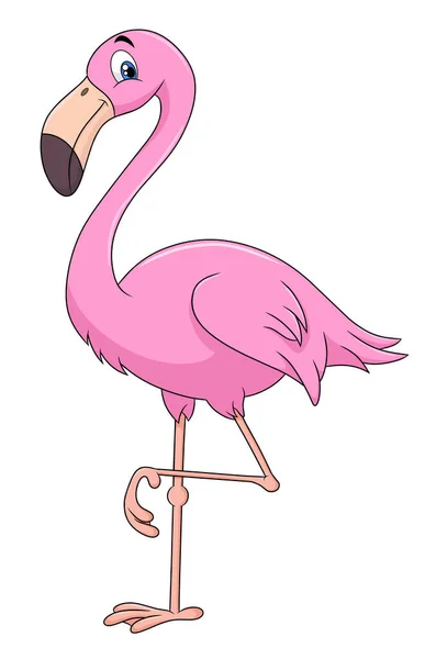 Şirin Pembe Flamingo Karikatür Çizimi — Stok Vektör
