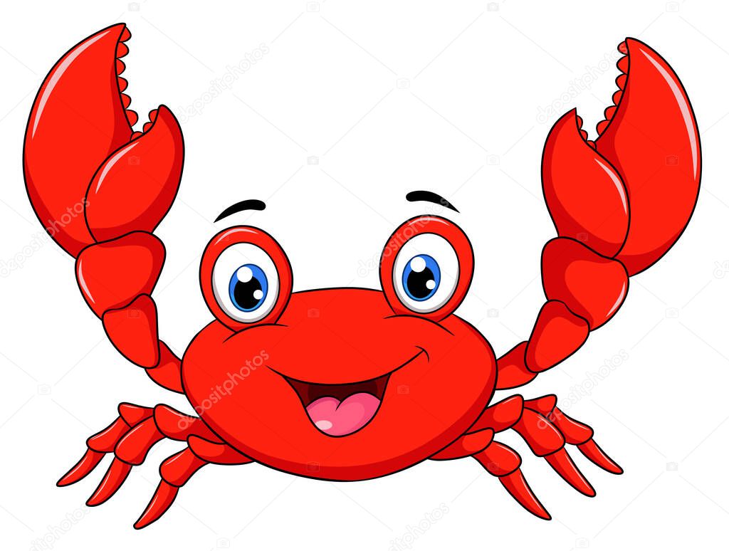 Cute Happy Crab cartoon illustration