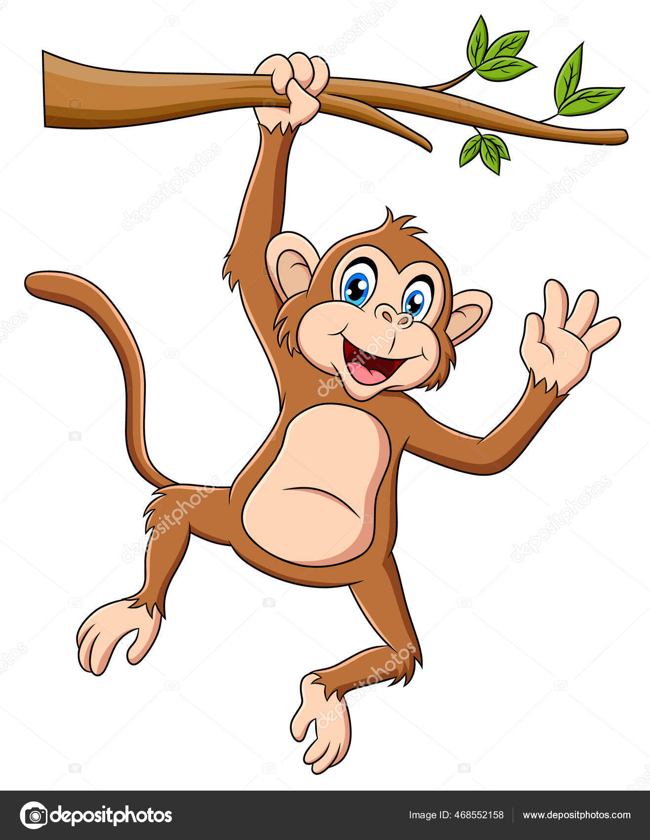 Cute Monkey Hanging Tree Branches Cartoon Animal Vector Illustration Stock  Vector by ©rohitkumarmjm25@gmail.com 468552158