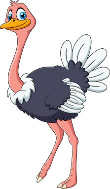 Şirin devekuşu hayvan çizgi film çizimi