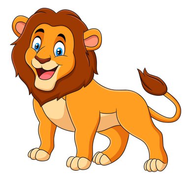 Şirin Aslan karikatür hayvan vektör çizimi