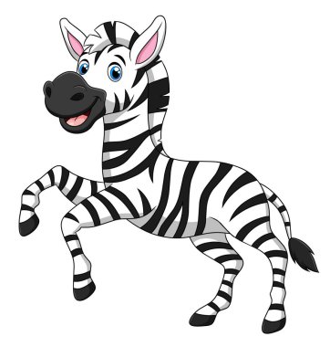 Şirin Zebra çizgi film hayvan vektör çizimi