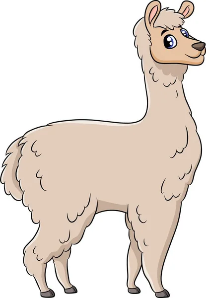 Leuke Alpaca Cartoon Boerderijdier — Stockvector