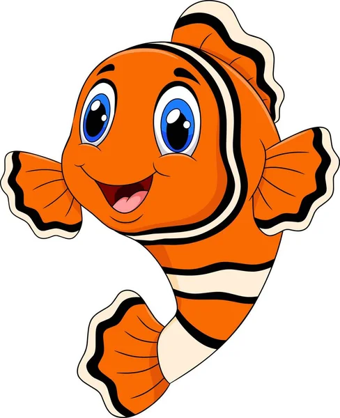 Cute Orange Happy Fish Cartoon Illustration — Stock Vector