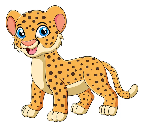 Cute Cheetah Animal Cartoon Illustration — 스톡 벡터