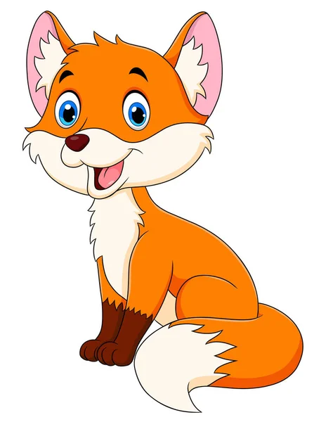 可爱狐狸动物卡通人物图解 — 图库矢量图片