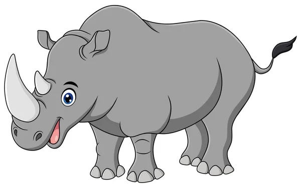 Lindo Rinoceronte Animal Dibujo Animado Vector Ilustración — Vector de stock
